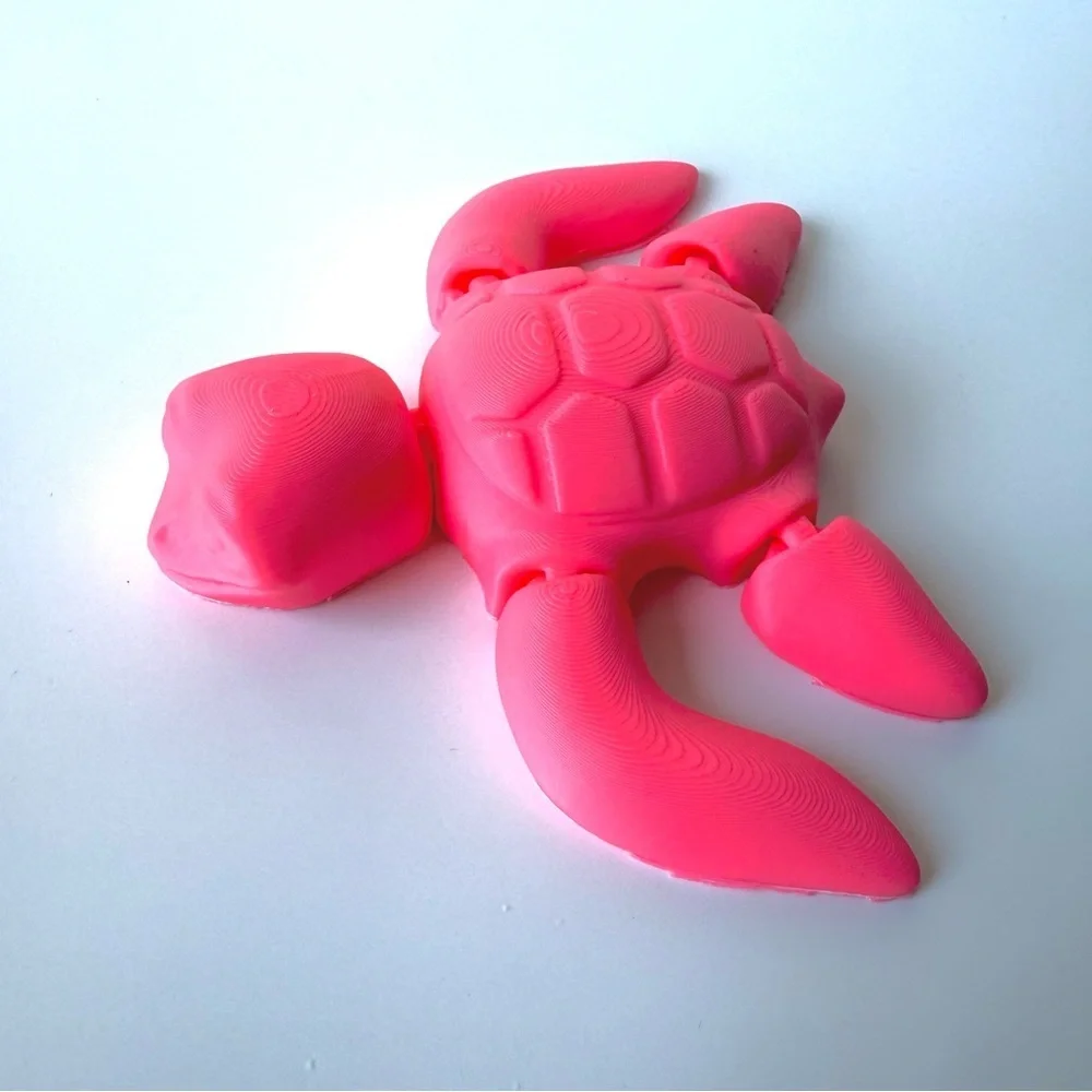 3D Printed Articulated Pink Turtle Toy Fidget Toy Desk‎ Toy